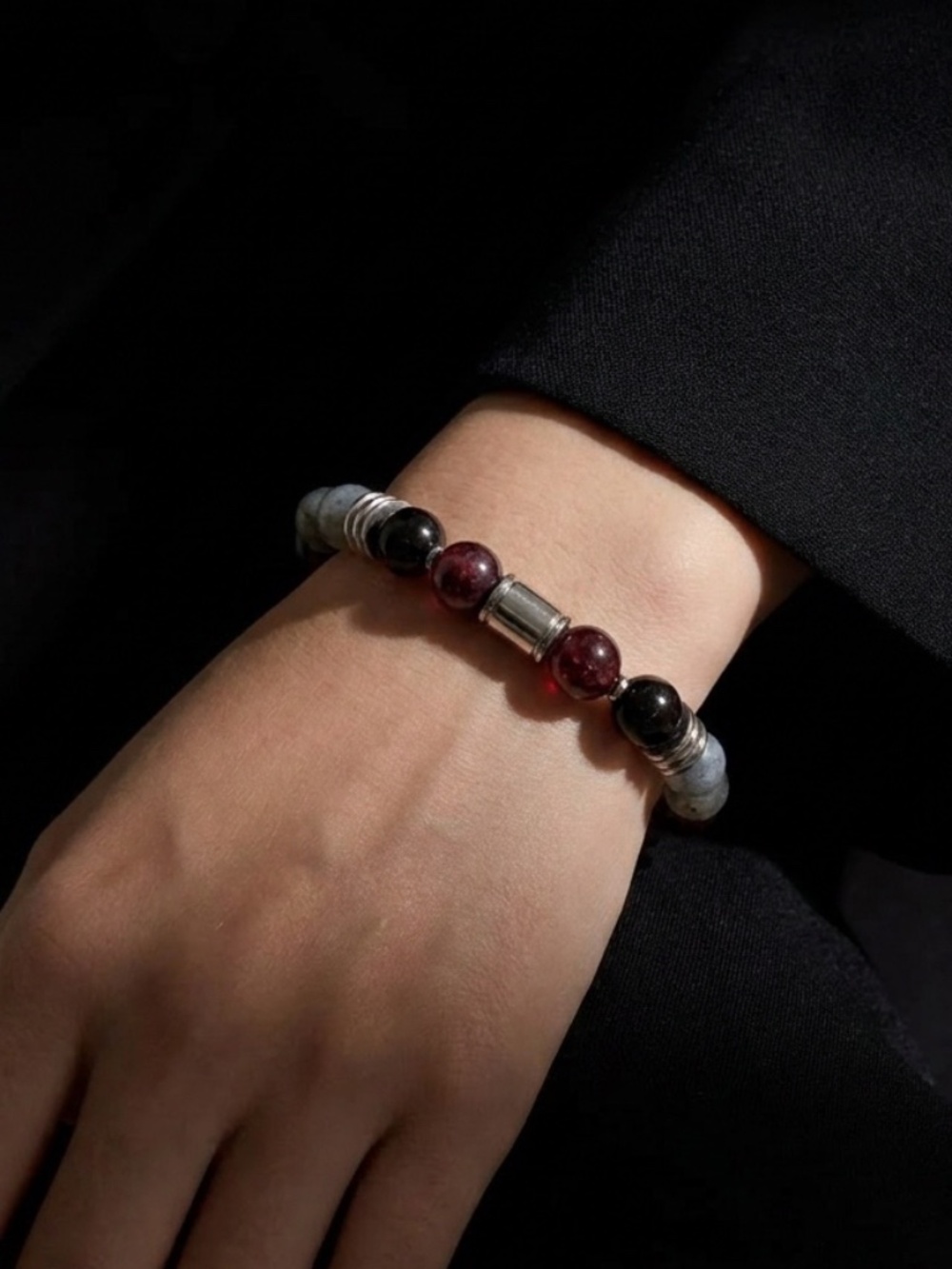 Altius Garnet & Gray Chalcedony Bracelet 7"